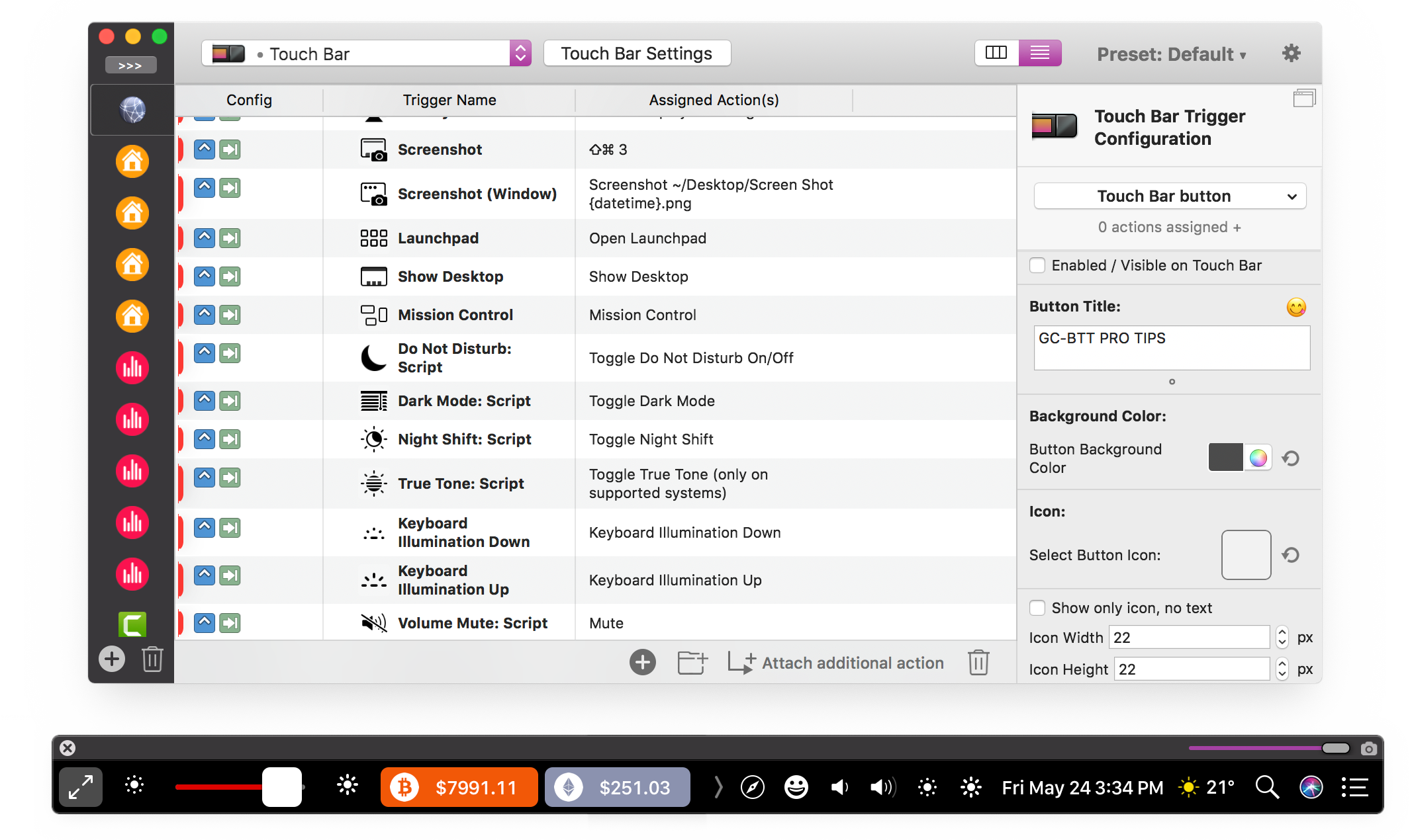 BetterTouchTool Touch Bar 自定义界面